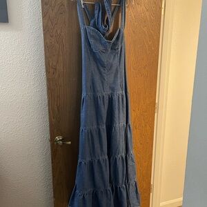 Blue Denim Maxi Dress